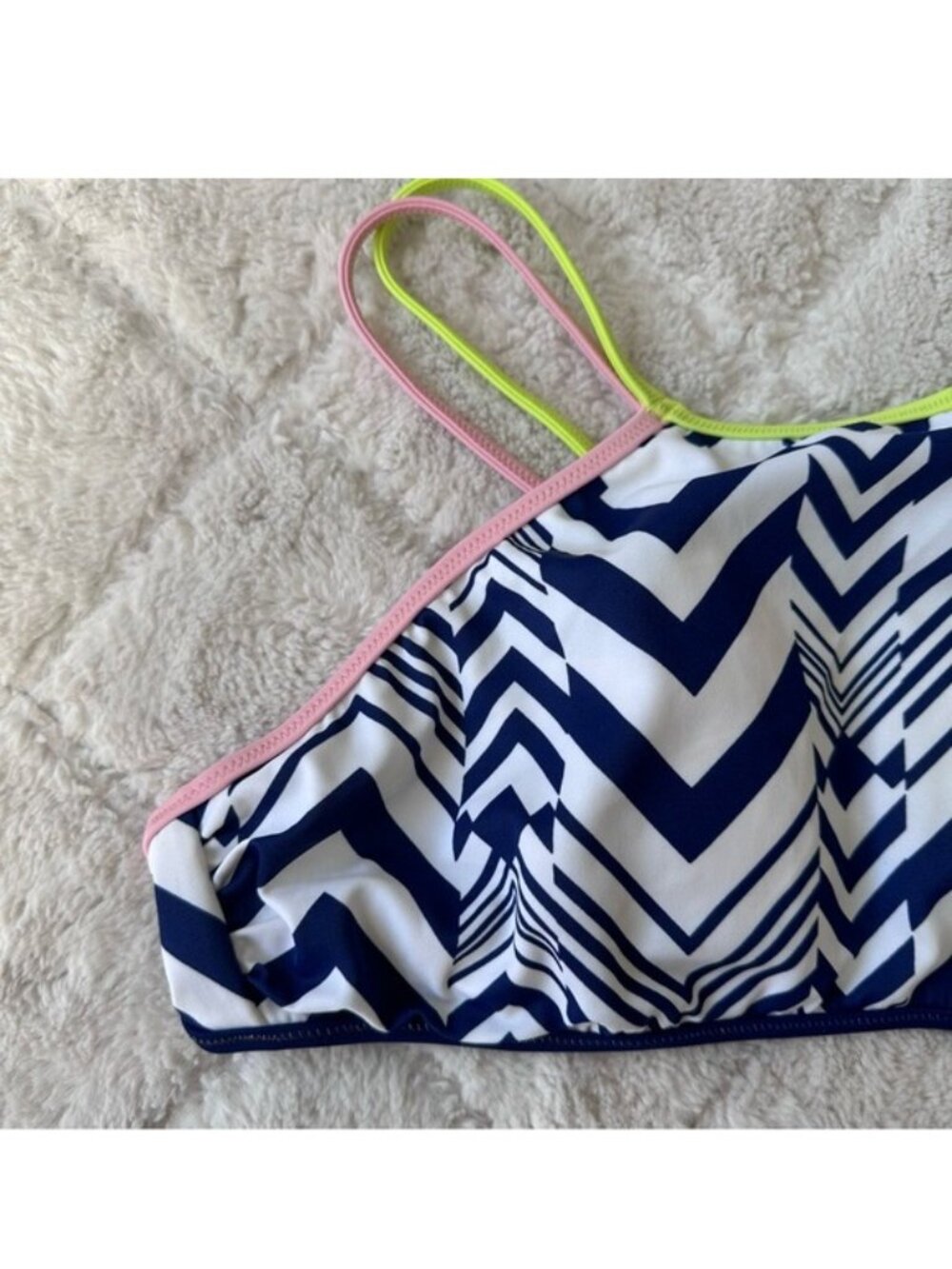 Victoria's Secret | Navy Chevron High Neck Strappy Bikini Top | Size Medium - Picture 3 of 10